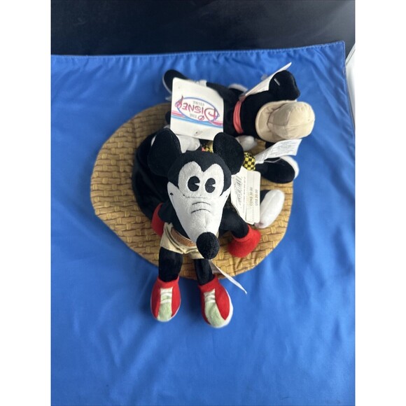 DISNEY Mickey Mouse Classic Comic Set 3 Bean Bag Plush In Hat With Tags 8" - Picture 5 of 7